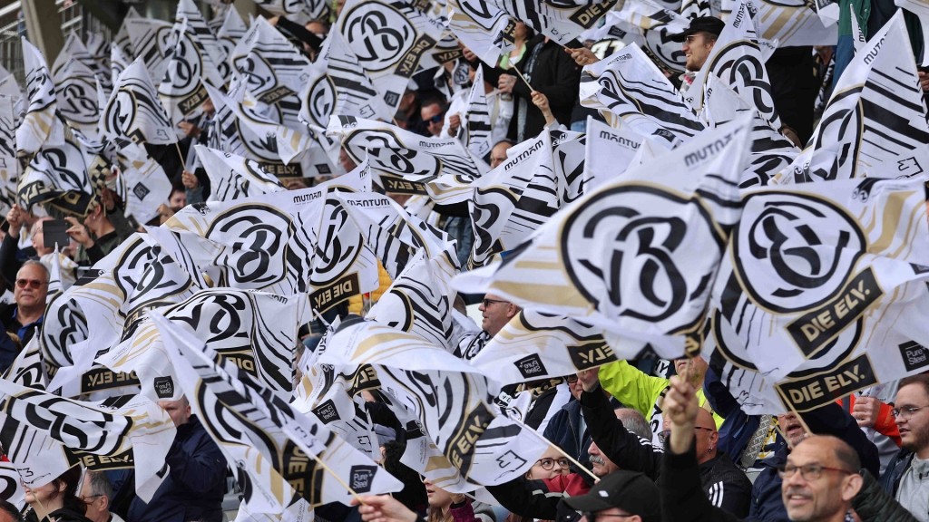 SV Elversberg Fans mit Fahnen